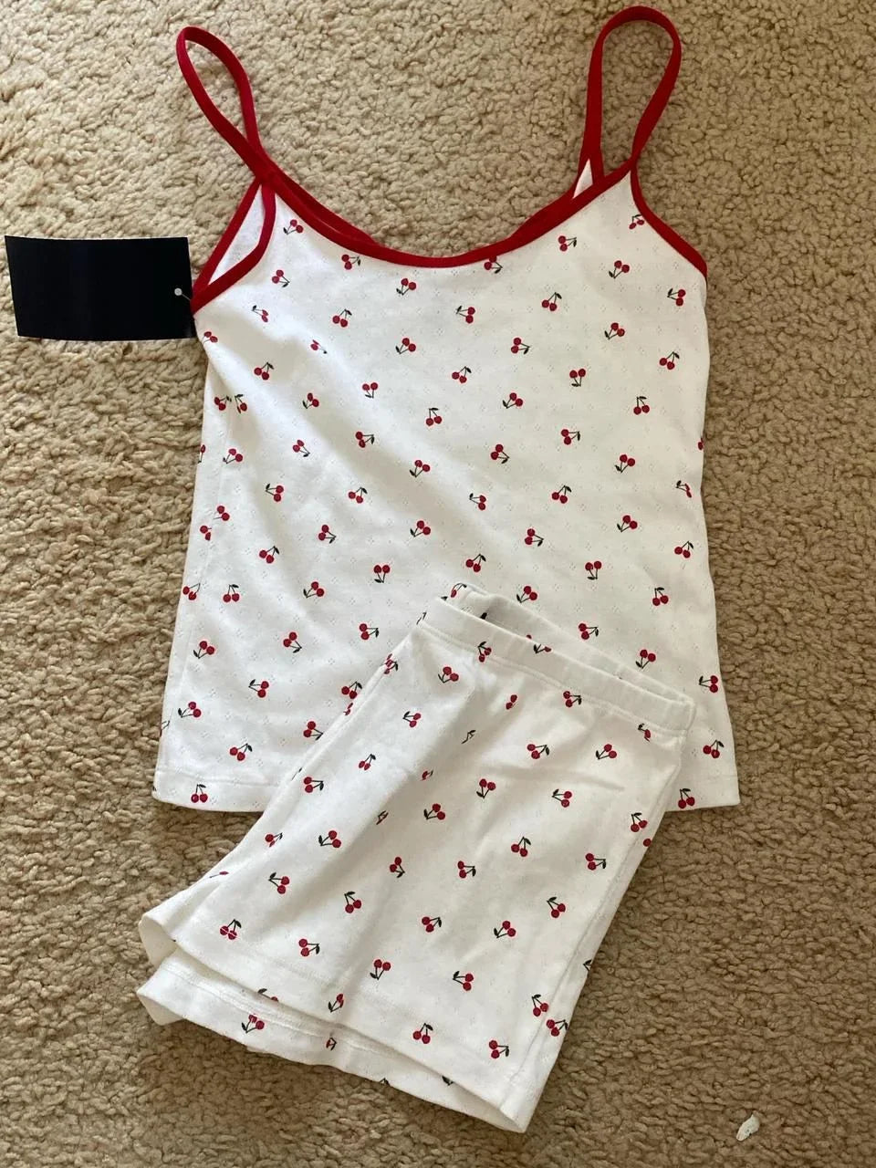 Heart Lace Trim Vest Panties 2 Pieces Set Woman