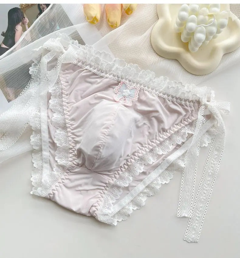 Man's Lace Hem Butterfly Embroid