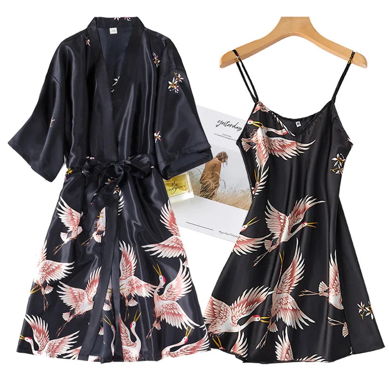 Silk Kimono Robe Gown Sets Sexy