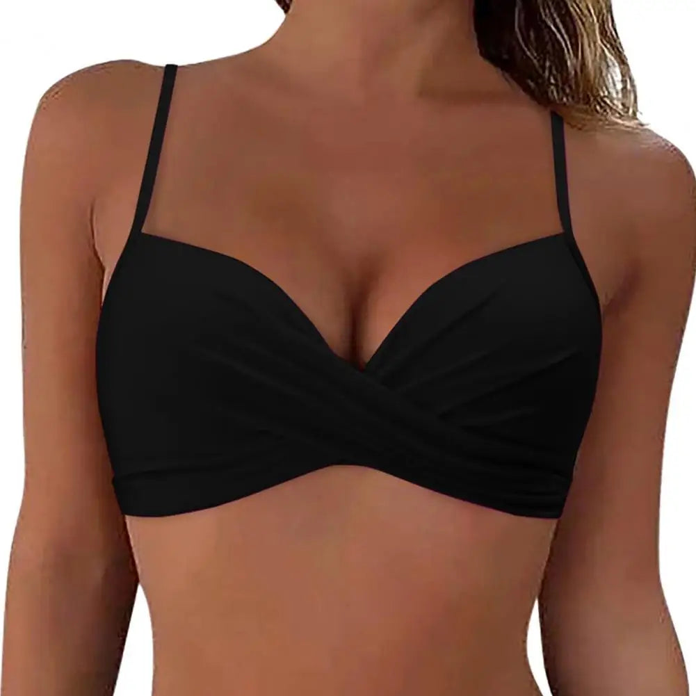 Sexy Bikini Tops Backless Butterfly Hook Design V-Neck Front Knotted Swimwear Tops Backless Bikini Bra Swimsuit Top 수영복 상단