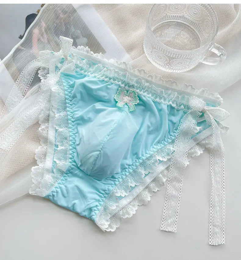 Man's Lace Hem Butterfly Embroid