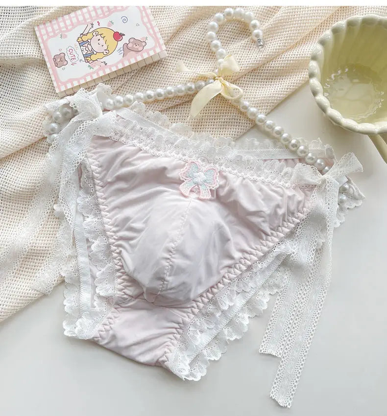 Man's Lace Hem Butterfly Embroid