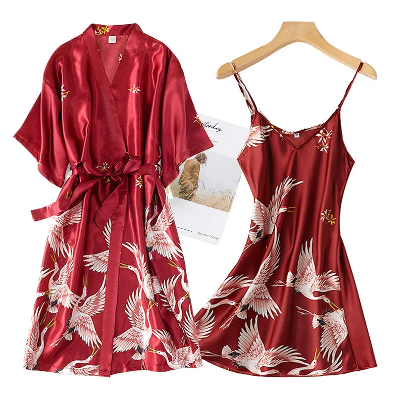 Silk Kimono Robe Gown Sets Sexy