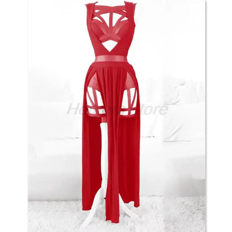 Anime Yor Forger Cosplay Lingerie Nightdress Sleeveless Bandage Vest Hollow Out Sexy High Split Dress Mesh Pajamas Dropship