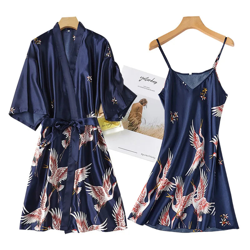 Silk Kimono Robe Gown Sets Sexy
