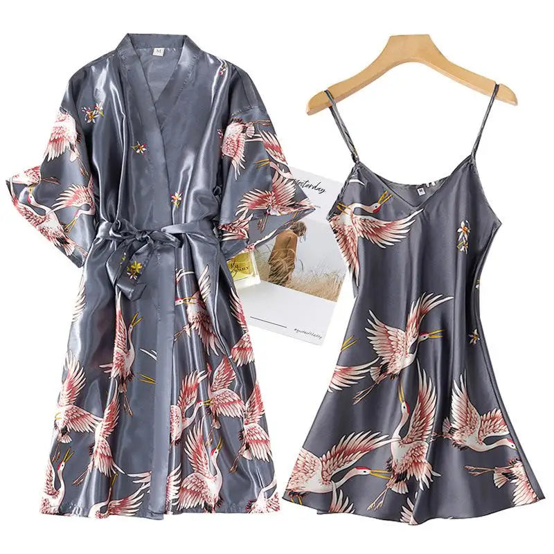 Silk Kimono Robe Gown Sets Sexy