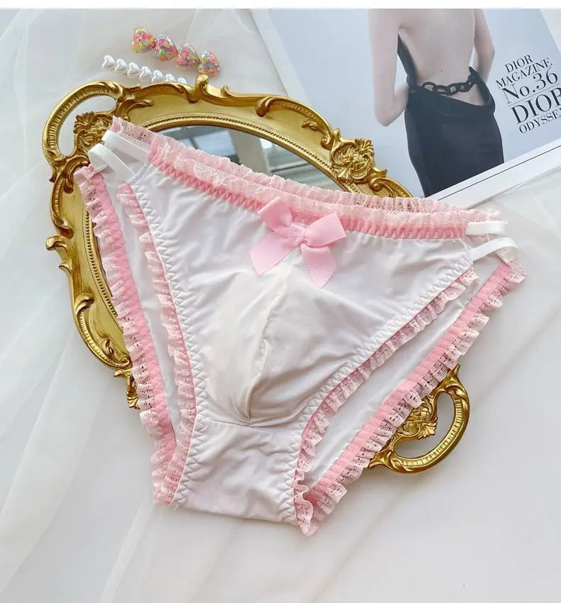 Man's Lace Hem Butterfly Embroid