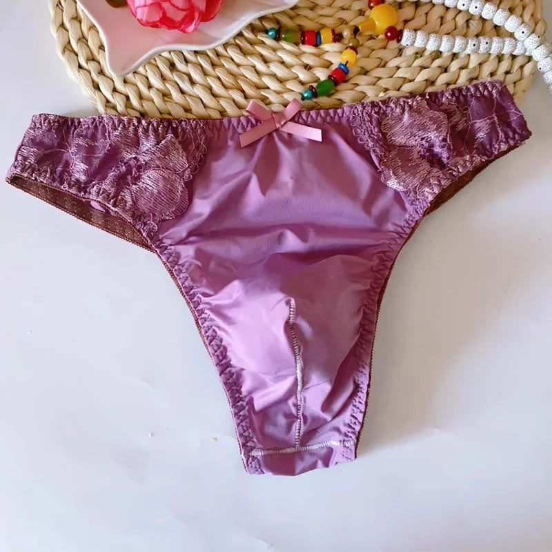 Man's Embroidered Lace Thong
