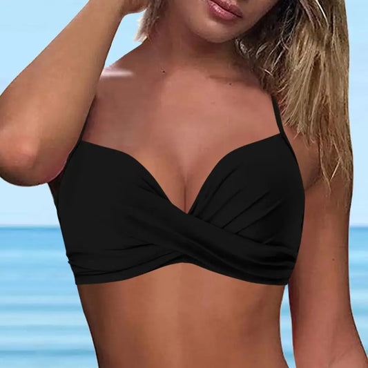 Sexy Bikini Tops Backless Butterfly Hook Design V-Neck Front Knotted Swimwear Tops Backless Bikini Bra Swimsuit Top 수영복 상단