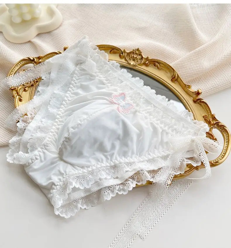 Man's Lace Hem Butterfly Embroid