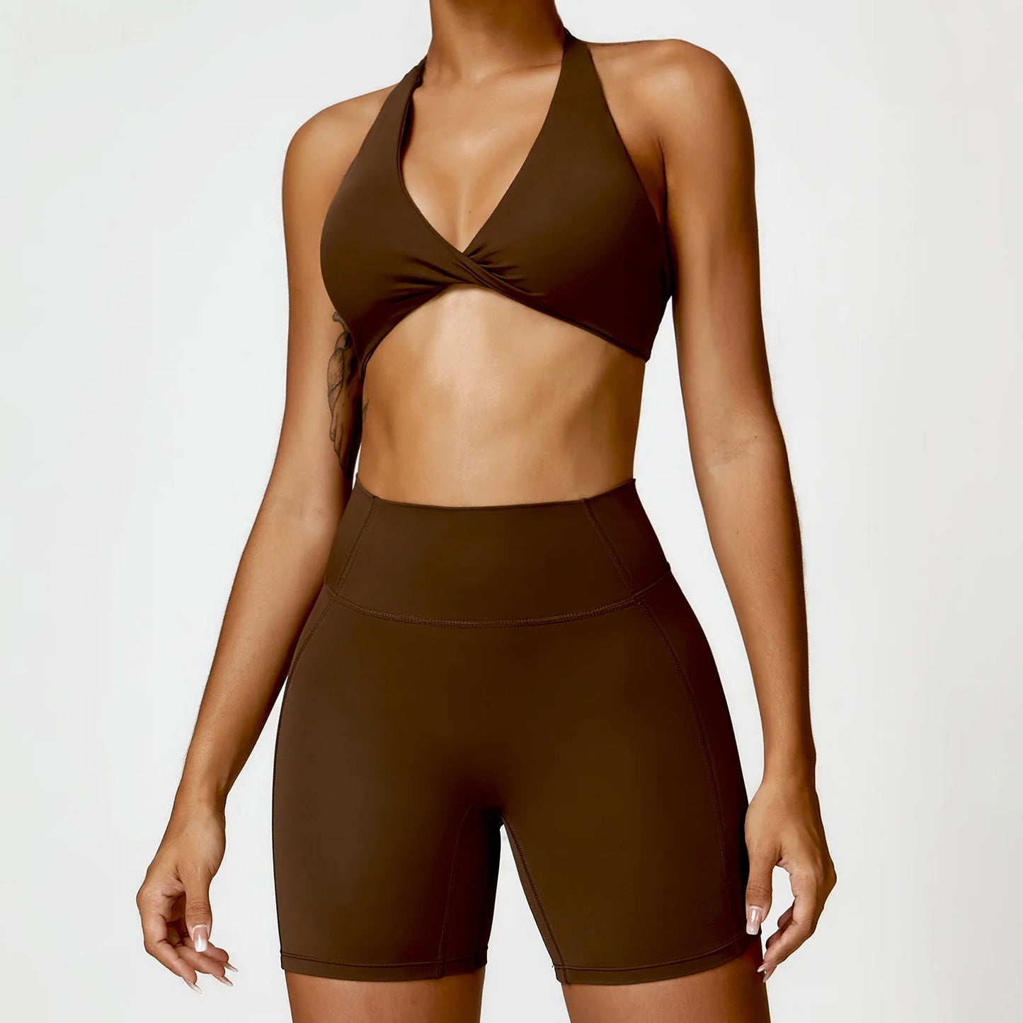 FUBEIKE 2 Pieces Set Pink Women's Yoga Suits Running Workout Clothes