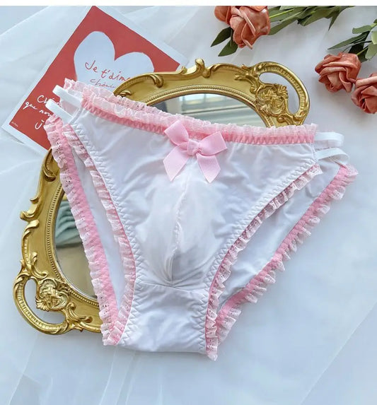 Man's Lace Hem Butterfly Embroid