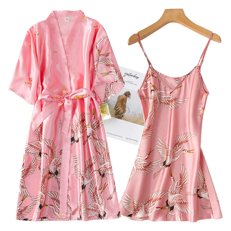 Silk Kimono Robe Gown Sets Sexy